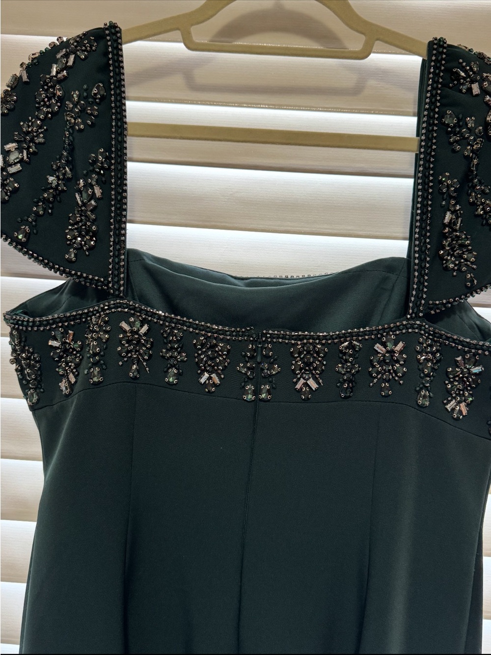 Mac Duggal Emerald One-Shoulder Beaded Evening Dress - Picture 2 of 3